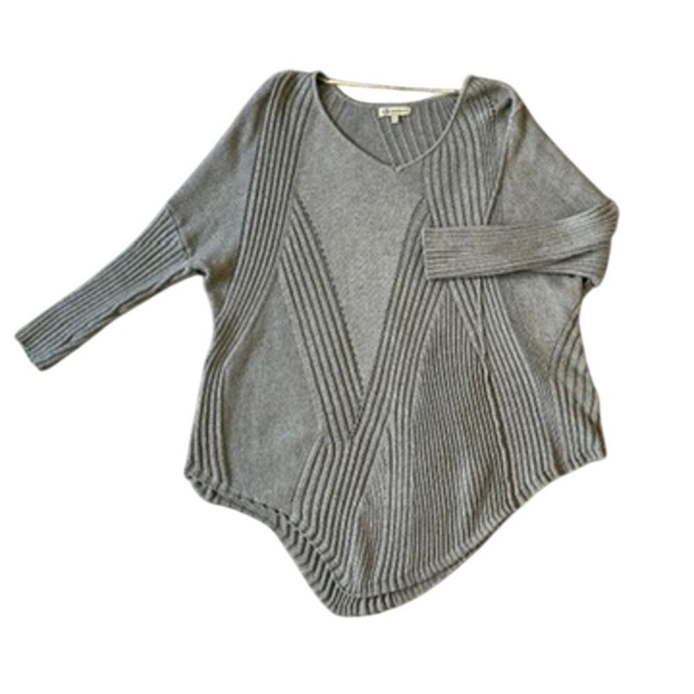 Women's Democracy Asymmetrical Textured Sweater Dark Taupe Size L Cotton